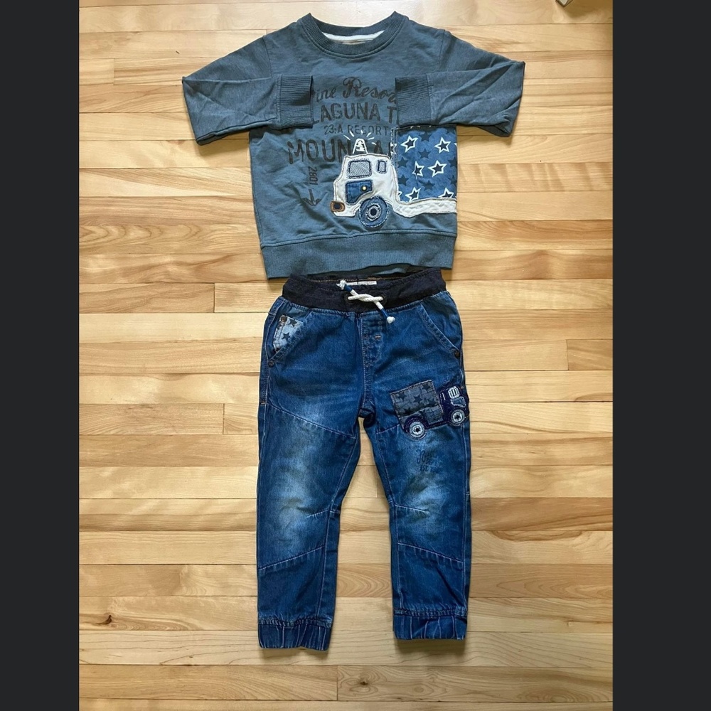 Next 2-3 jeans crewneck sweater outfit for boys